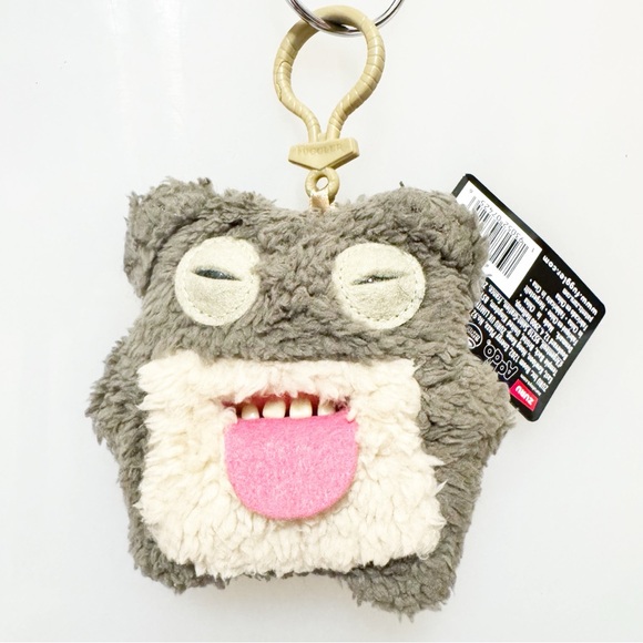 NEW FUGGLER Gray and Cream Plush Keychain - Picture 1 of 1